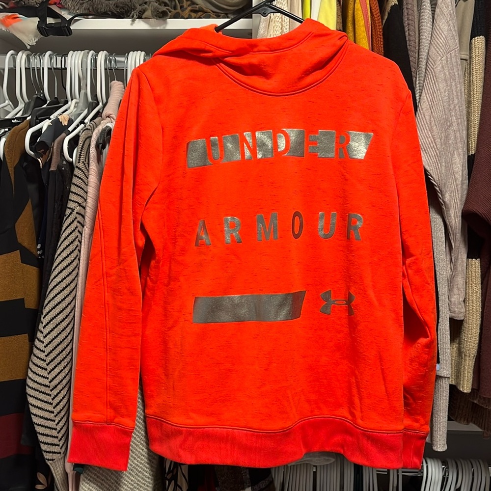 Under Armour bright orange hoodie